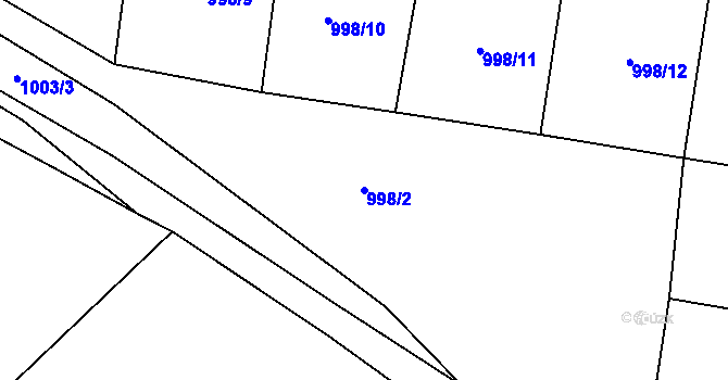 Parcela st. 998/2 v KÚ Ledce u Plzně, Katastrální mapa