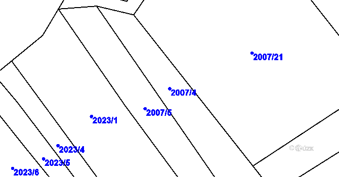 Parcela st. 2007/4 v KÚ Ledce u Plzně, Katastrální mapa