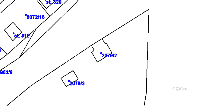 Parcela st. 2079/2 v KÚ Ledce u Plzně, Katastrální mapa
