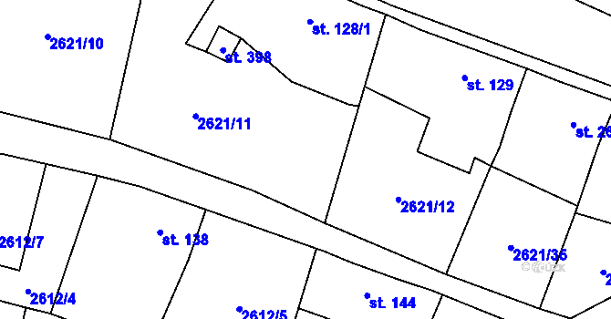 Parcela st. 2621/21 v KÚ Ledce u Plzně, Katastrální mapa