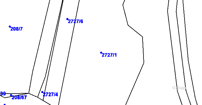 Parcela st. 2727/1 v KÚ Ledce u Plzně, Katastrální mapa