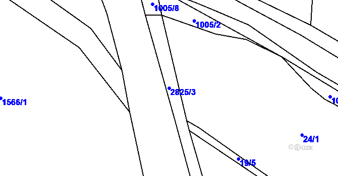 Parcela st. 2825/3 v KÚ Ledce u Plzně, Katastrální mapa