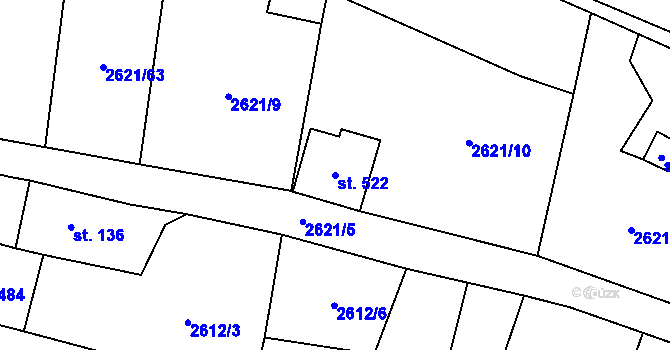 Parcela st. 522 v KÚ Ledce u Plzně, Katastrální mapa