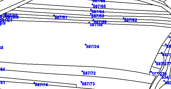 Parcela st. 587/24 v KÚ Ledce u Plzně, Katastrální mapa