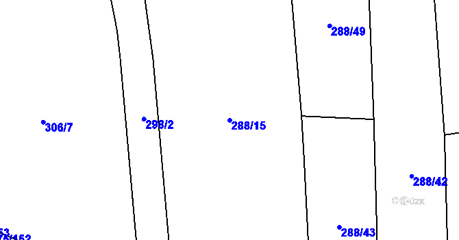 Parcela st. 288/15 v KÚ Ledce u Plzně, Katastrální mapa