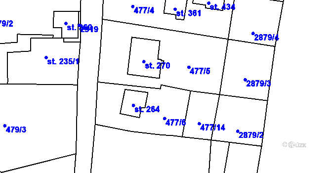 Parcela st. 477/20 v KÚ Ledce u Plzně, Katastrální mapa