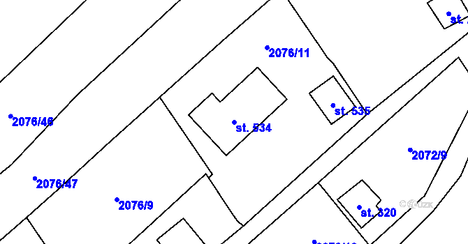 Parcela st. 534 v KÚ Ledce u Plzně, Katastrální mapa