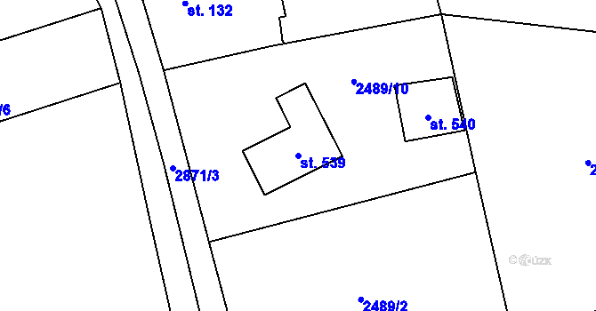 Parcela st. 539 v KÚ Ledce u Plzně, Katastrální mapa