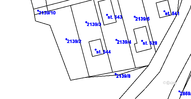 Parcela st. 544 v KÚ Ledce u Plzně, Katastrální mapa