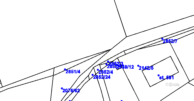 Parcela st. 2851/2 v KÚ Ledce u Plzně, Katastrální mapa