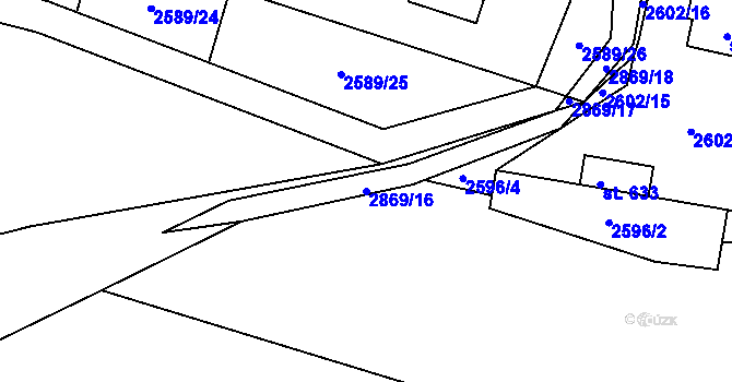 Parcela st. 2869/16 v KÚ Ledce u Plzně, Katastrální mapa
