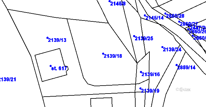 Parcela st. 2139/18 v KÚ Ledce u Plzně, Katastrální mapa