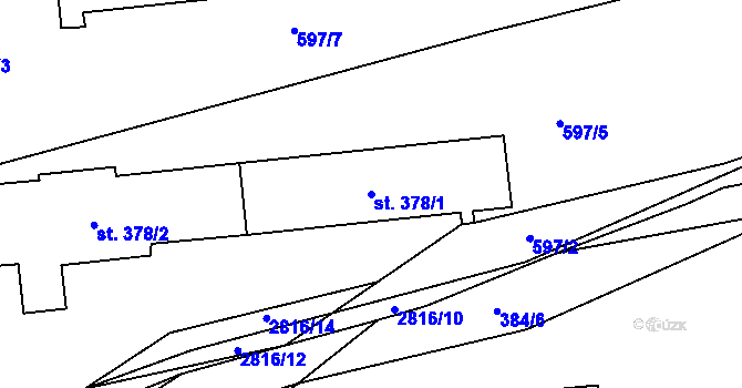 Parcela st. 378/1 v KÚ Ledce u Plzně, Katastrální mapa