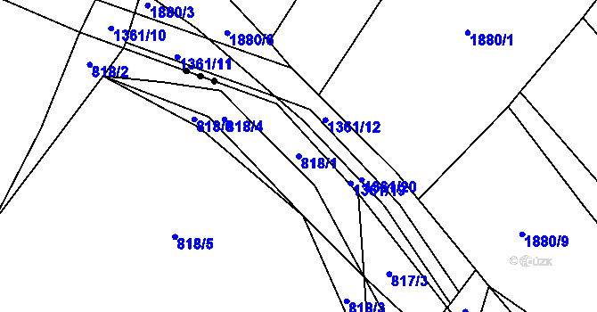 Parcela st. 818/1 v KÚ Ledce u Plzně, Katastrální mapa