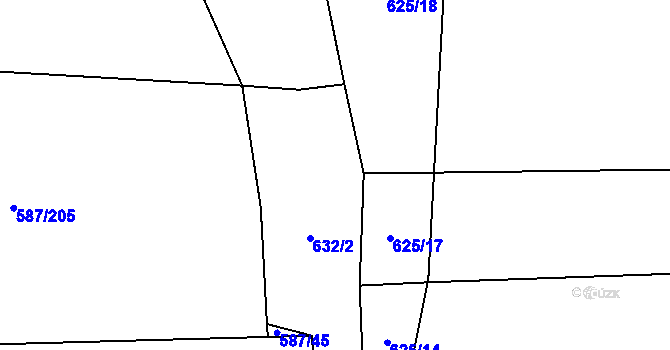 Parcela st. 625/2 v KÚ Ledce u Plzně, Katastrální mapa