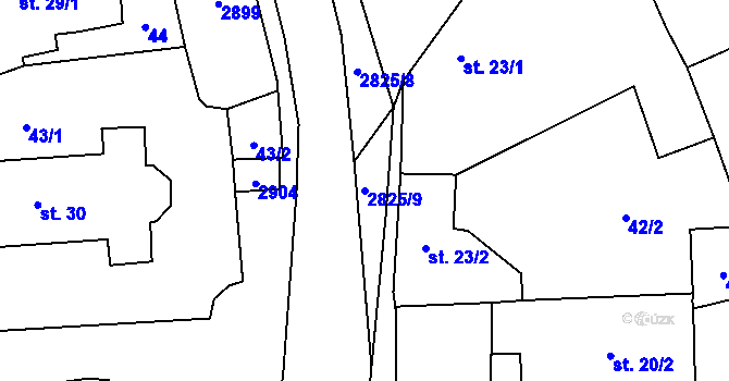 Parcela st. 2825/9 v KÚ Ledce u Plzně, Katastrální mapa