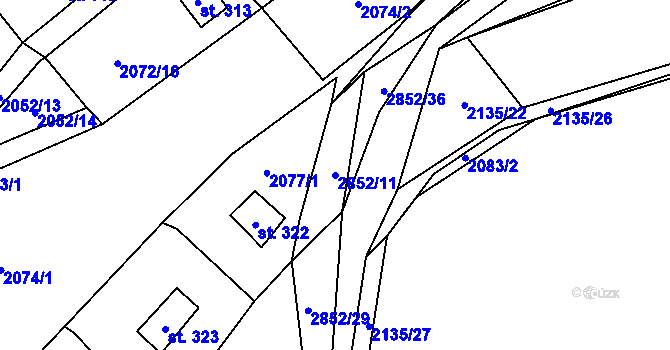 Parcela st. 2852/11 v KÚ Ledce u Plzně, Katastrální mapa
