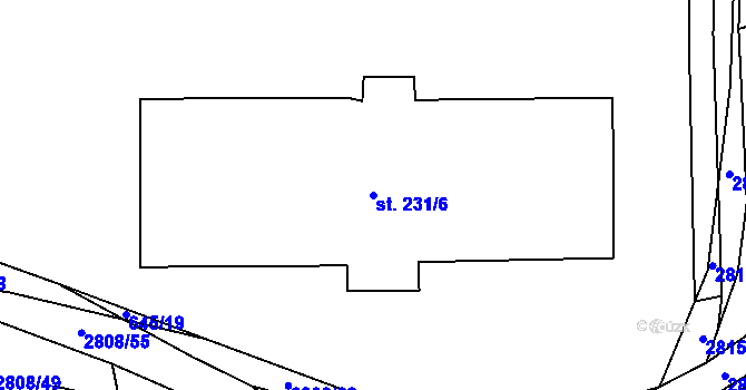 Parcela st. 231/6 v KÚ Ledce u Plzně, Katastrální mapa