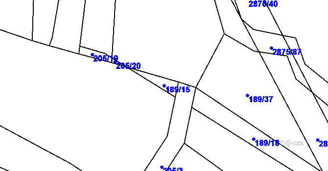 Parcela st. 189/15 v KÚ Ledce u Plzně, Katastrální mapa