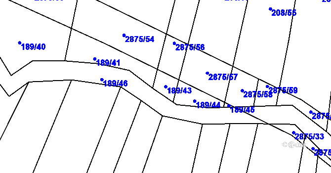 Parcela st. 189/43 v KÚ Ledce u Plzně, Katastrální mapa
