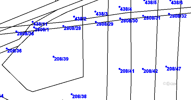 Parcela st. 208/40 v KÚ Ledce u Plzně, Katastrální mapa