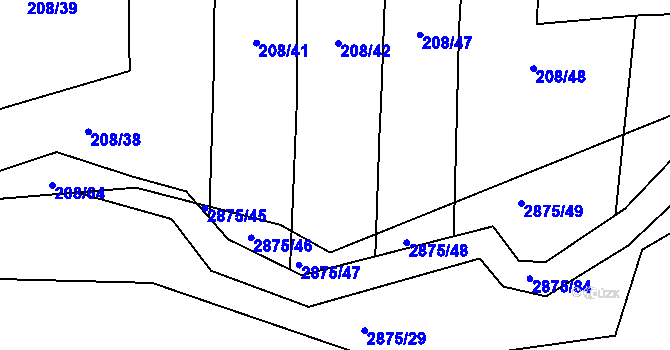Parcela st. 208/45 v KÚ Ledce u Plzně, Katastrální mapa