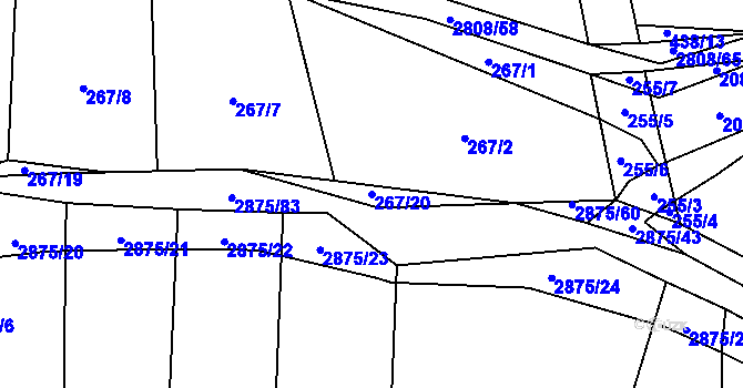 Parcela st. 267/20 v KÚ Ledce u Plzně, Katastrální mapa