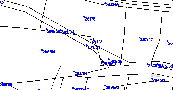 Parcela st. 301/31 v KÚ Ledce u Plzně, Katastrální mapa