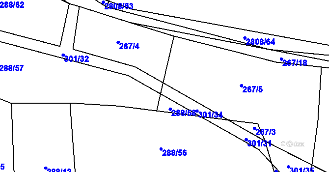 Parcela st. 301/33 v KÚ Ledce u Plzně, Katastrální mapa