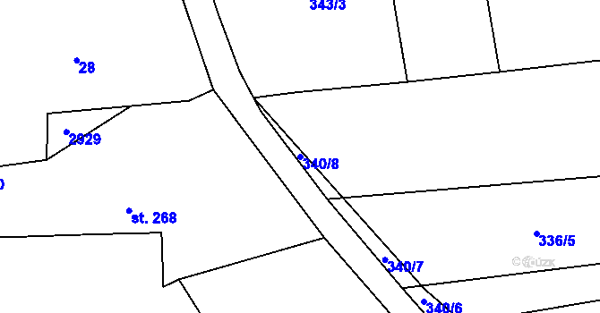 Parcela st. 340/8 v KÚ Ledce u Plzně, Katastrální mapa