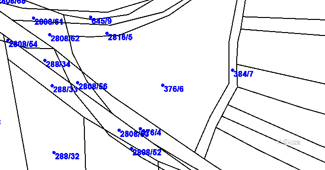 Parcela st. 376/6 v KÚ Ledce u Plzně, Katastrální mapa