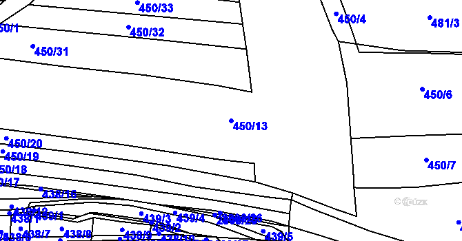 Parcela st. 450/13 v KÚ Ledce u Plzně, Katastrální mapa