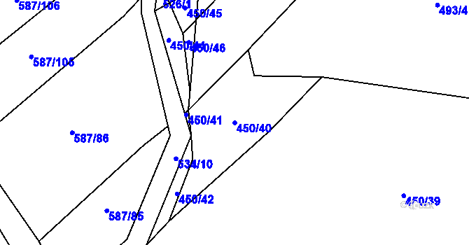 Parcela st. 450/40 v KÚ Ledce u Plzně, Katastrální mapa