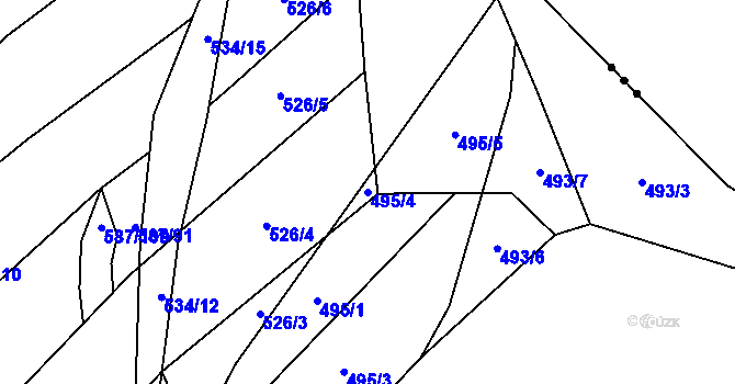 Parcela st. 495/4 v KÚ Ledce u Plzně, Katastrální mapa