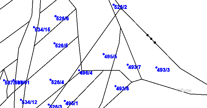 Parcela st. 495/5 v KÚ Ledce u Plzně, Katastrální mapa