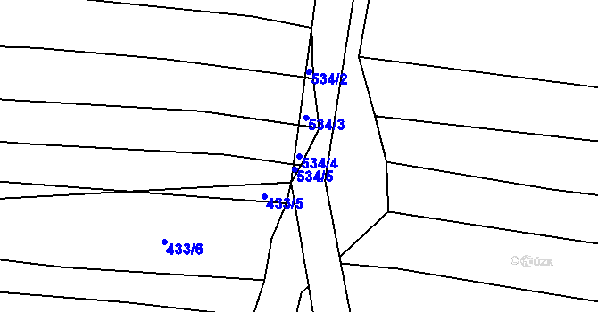 Parcela st. 534/4 v KÚ Ledce u Plzně, Katastrální mapa