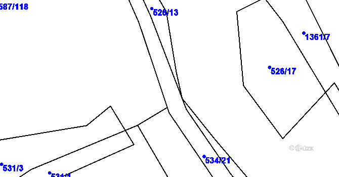 Parcela st. 534/23 v KÚ Ledce u Plzně, Katastrální mapa
