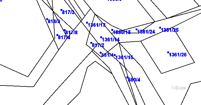 Parcela st. 551/4 v KÚ Ledce u Plzně, Katastrální mapa