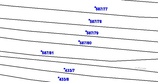 Parcela st. 587/80 v KÚ Ledce u Plzně, Katastrální mapa