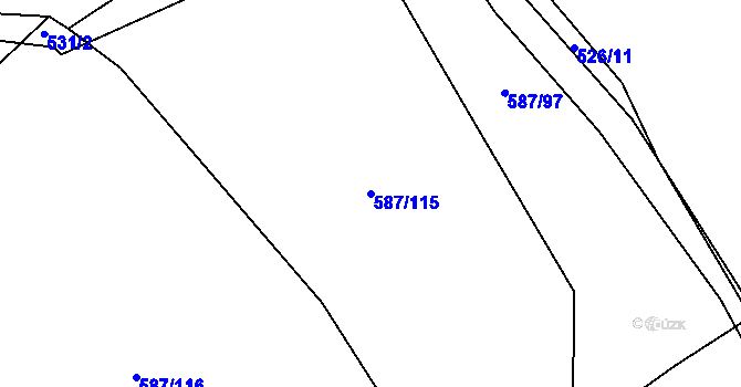 Parcela st. 587/115 v KÚ Ledce u Plzně, Katastrální mapa