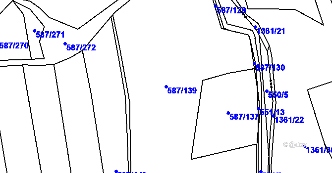 Parcela st. 587/139 v KÚ Ledce u Plzně, Katastrální mapa