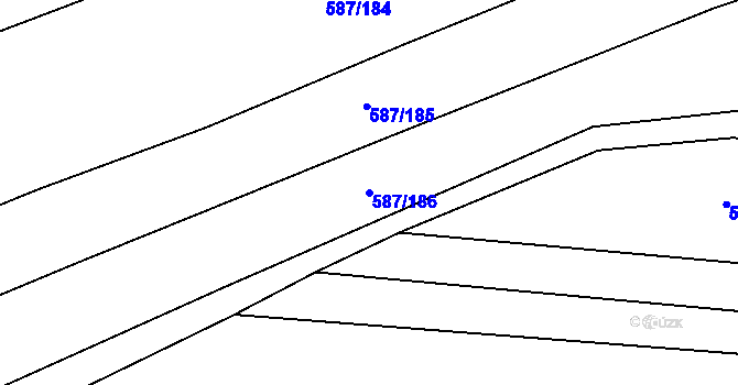 Parcela st. 587/186 v KÚ Ledce u Plzně, Katastrální mapa