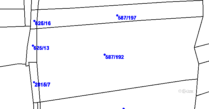 Parcela st. 587/192 v KÚ Ledce u Plzně, Katastrální mapa