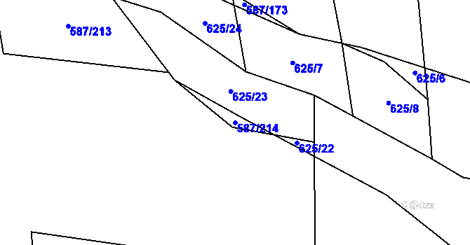 Parcela st. 587/214 v KÚ Ledce u Plzně, Katastrální mapa