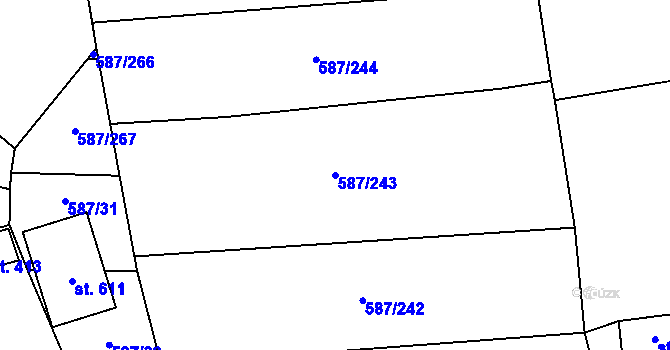 Parcela st. 587/243 v KÚ Ledce u Plzně, Katastrální mapa