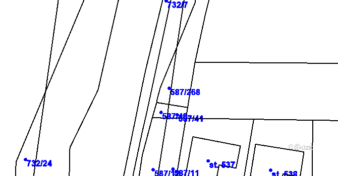 Parcela st. 587/268 v KÚ Ledce u Plzně, Katastrální mapa