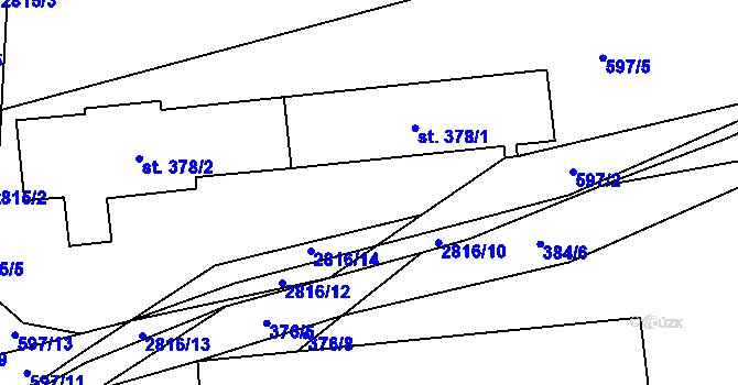 Parcela st. 597/3 v KÚ Ledce u Plzně, Katastrální mapa