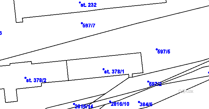 Parcela st. 597/4 v KÚ Ledce u Plzně, Katastrální mapa