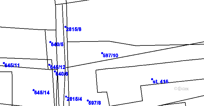 Parcela st. 597/10 v KÚ Ledce u Plzně, Katastrální mapa