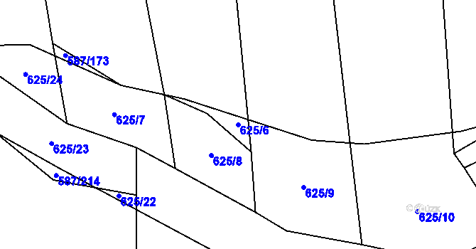Parcela st. 625/6 v KÚ Ledce u Plzně, Katastrální mapa